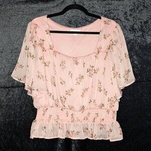 Mixed Threads Pink Floral Crop Top Plus Size 2X